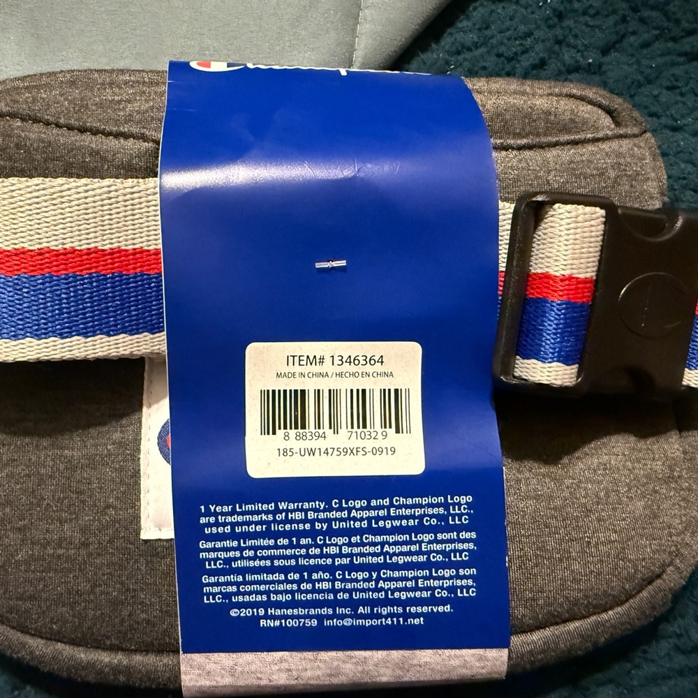 Champion Gray Belt Bag with Blue and Red Stripe
